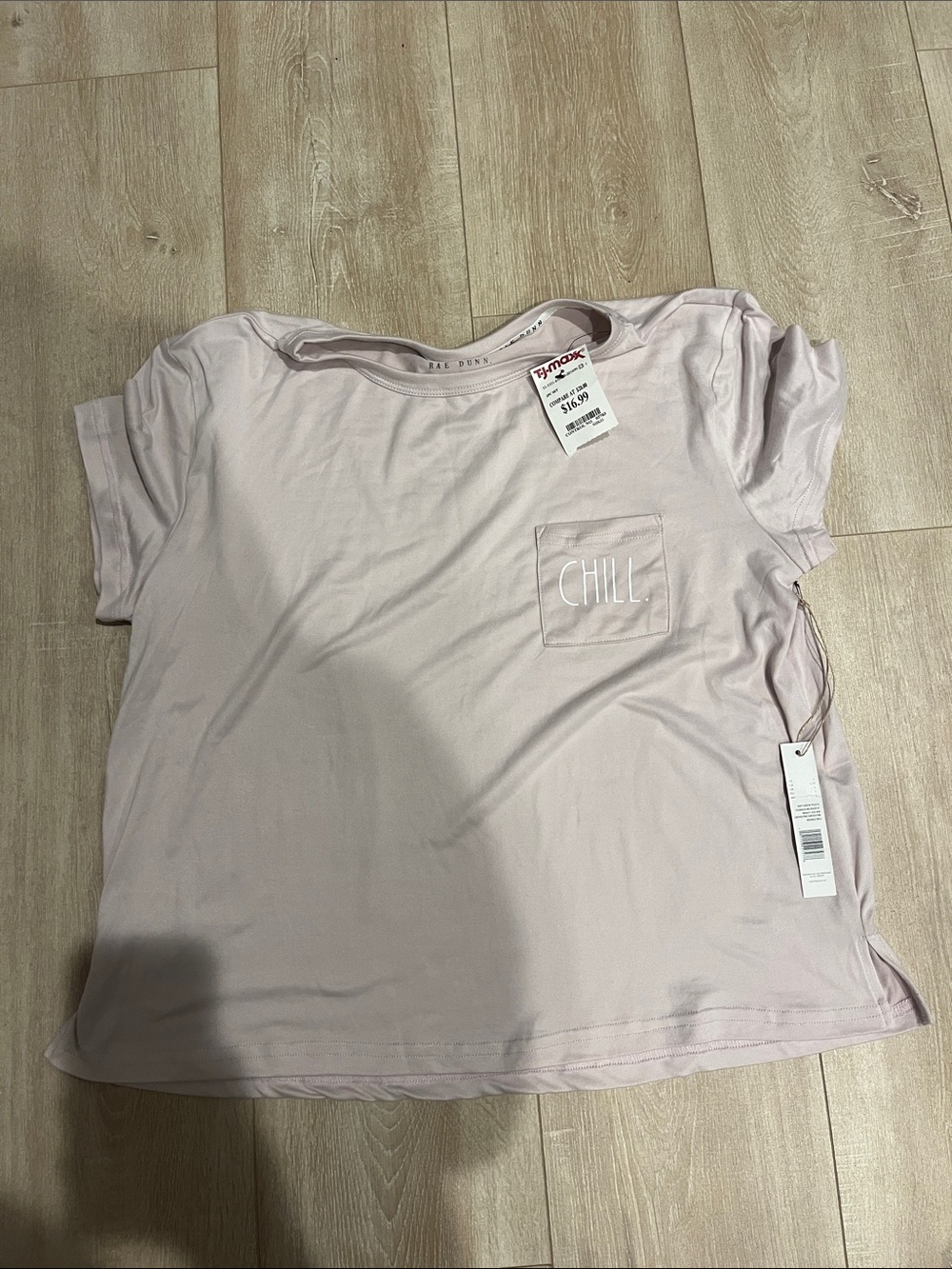 Sadie & Sage Light Pink 'CHILL' Pocket Short Sleeve Tee